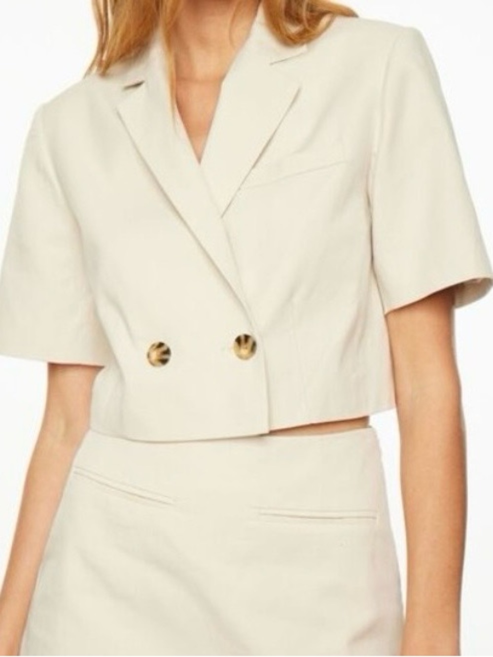 Cream Short Sleeve Blazer